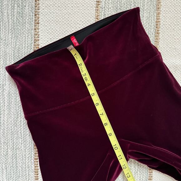 Spanx Velvet Rich Burgundy High Rise Pull-On Ankle Lounge Leggings Women’s Large - Picture 8 of 11
